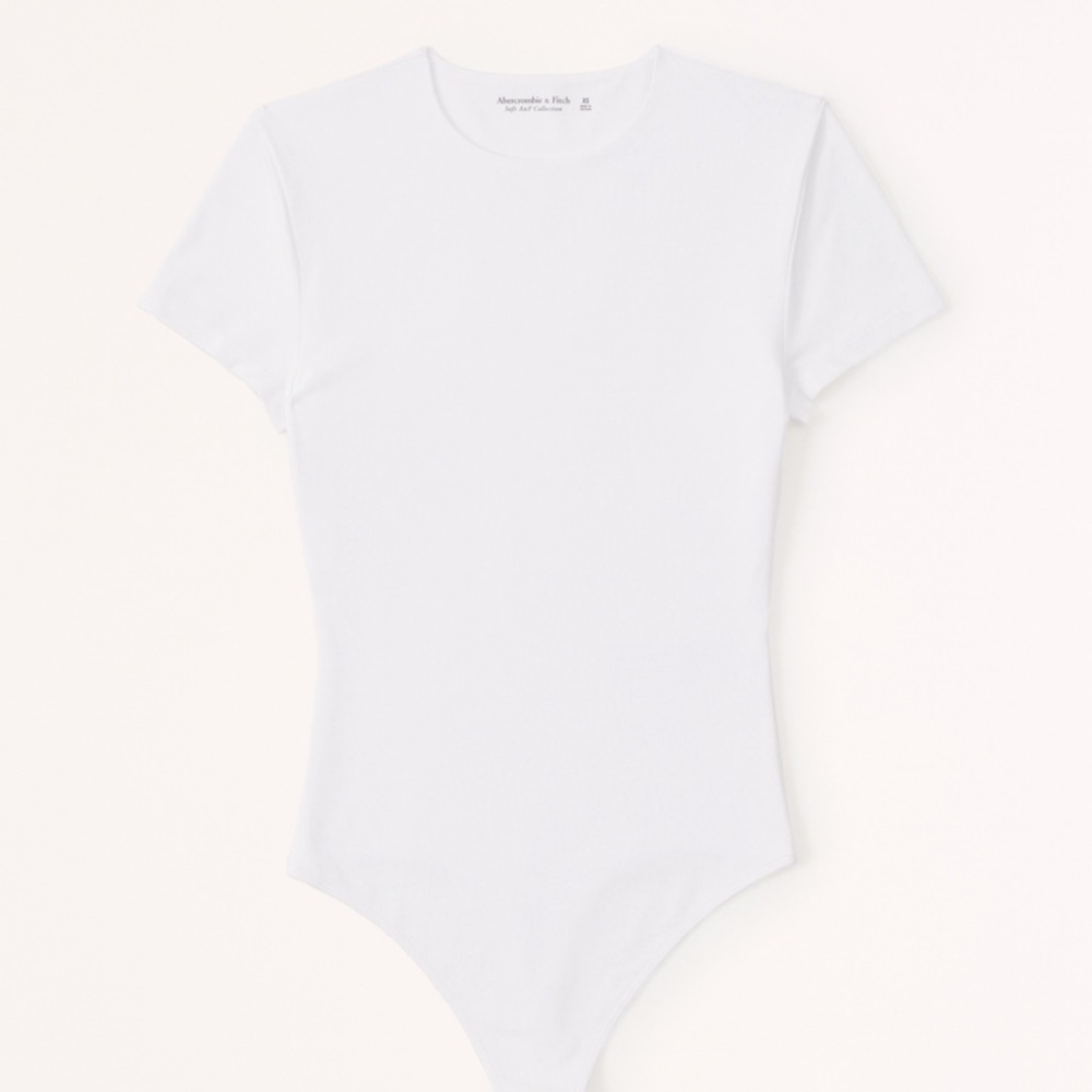 Abercrombie & Fitch Short-Sleeve Cotton-Blend Seamless Fabric Crew Bodysuit XL